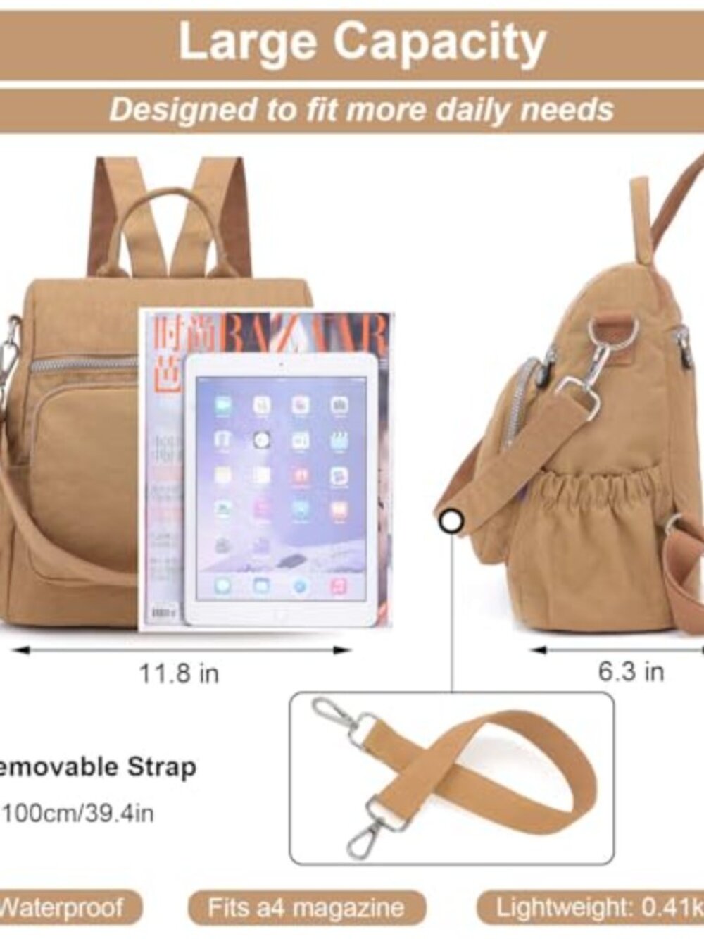Small Nylon Backpack Purse Waterproof Lightweight Casual Travel Daypack - Picture 3 of 6